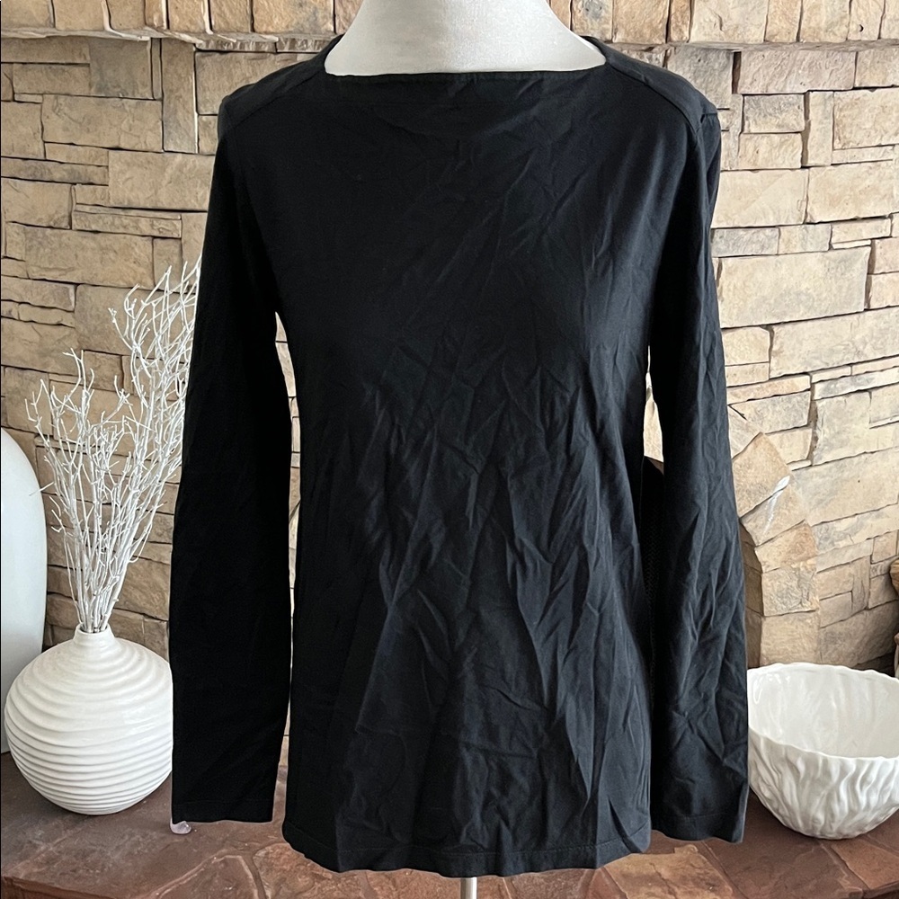 Tomas Maier Black Long Sleeve Women's Top with Squared Neckline Size XS